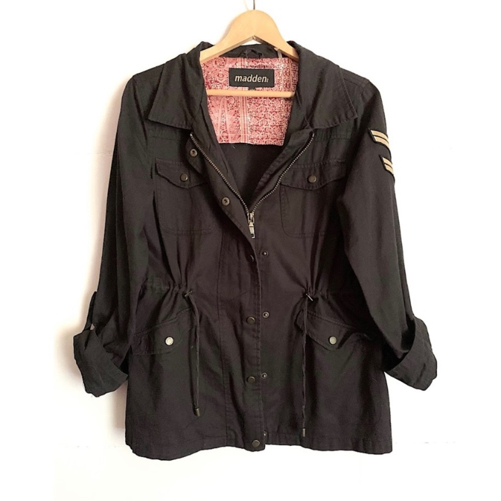 Madden NYC black utility military style lightweight jacket